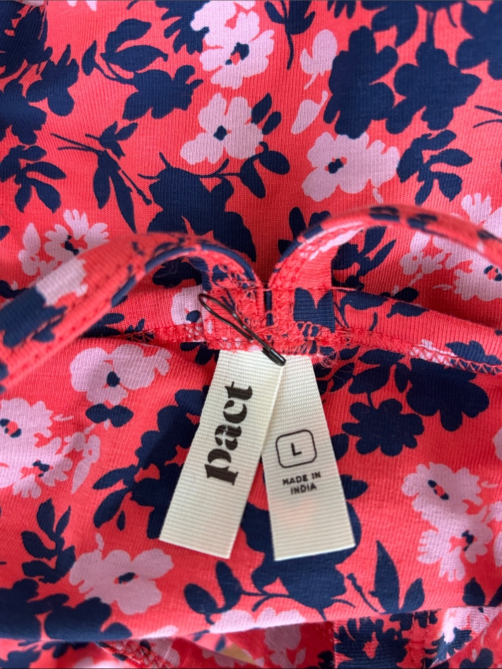Pact Organic Fit & Flare Midi Dress Pink/Navy L - Picture 5 of 7